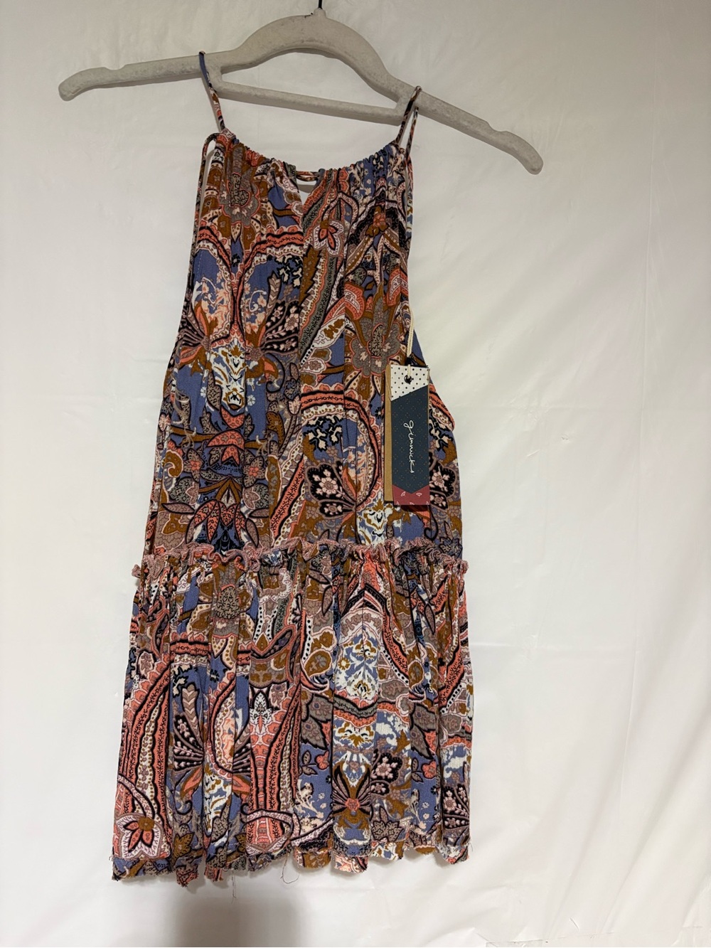 gimmicks by BKE Blue and Rust Paisley Tiered Tank top